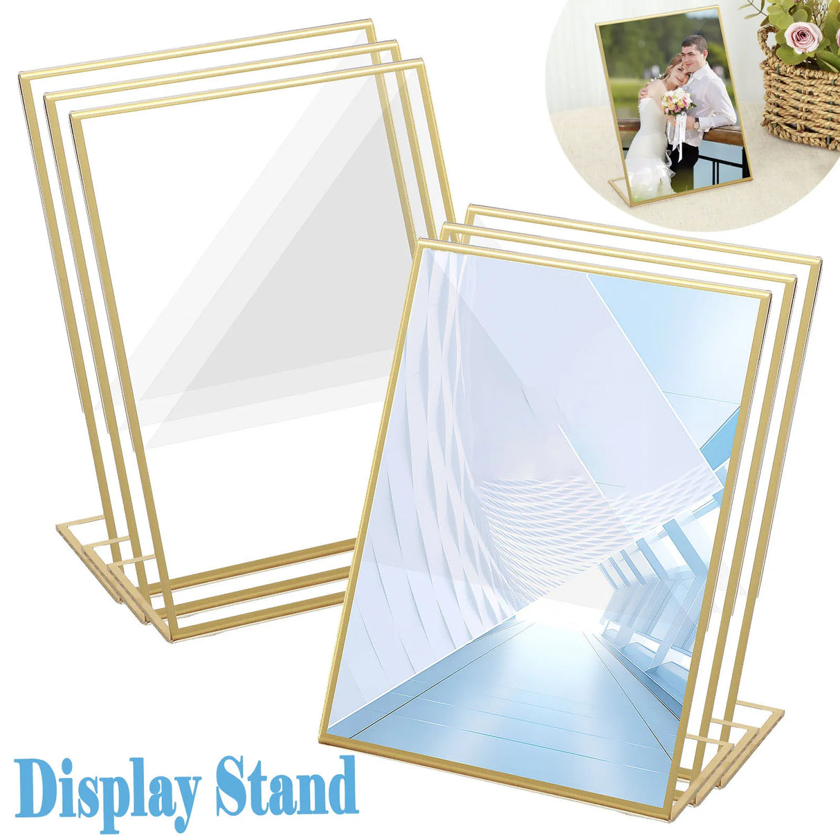 イベント・結婚式装飾|ゴールドフレームアクリルサインホルダー エレガント