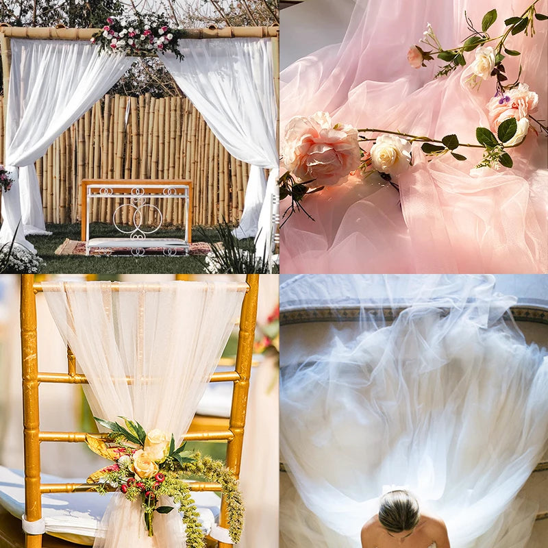 パーティー・インテリア装飾 シフォン素材カーテン 5M/10M 透明感