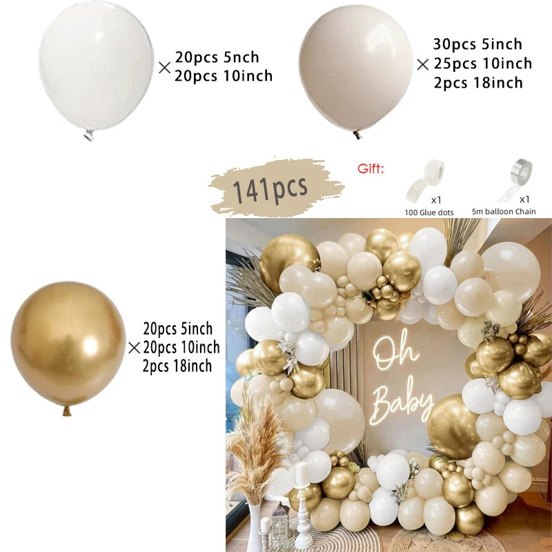 サンドホワイト&ゴールドバルーンアーチキット