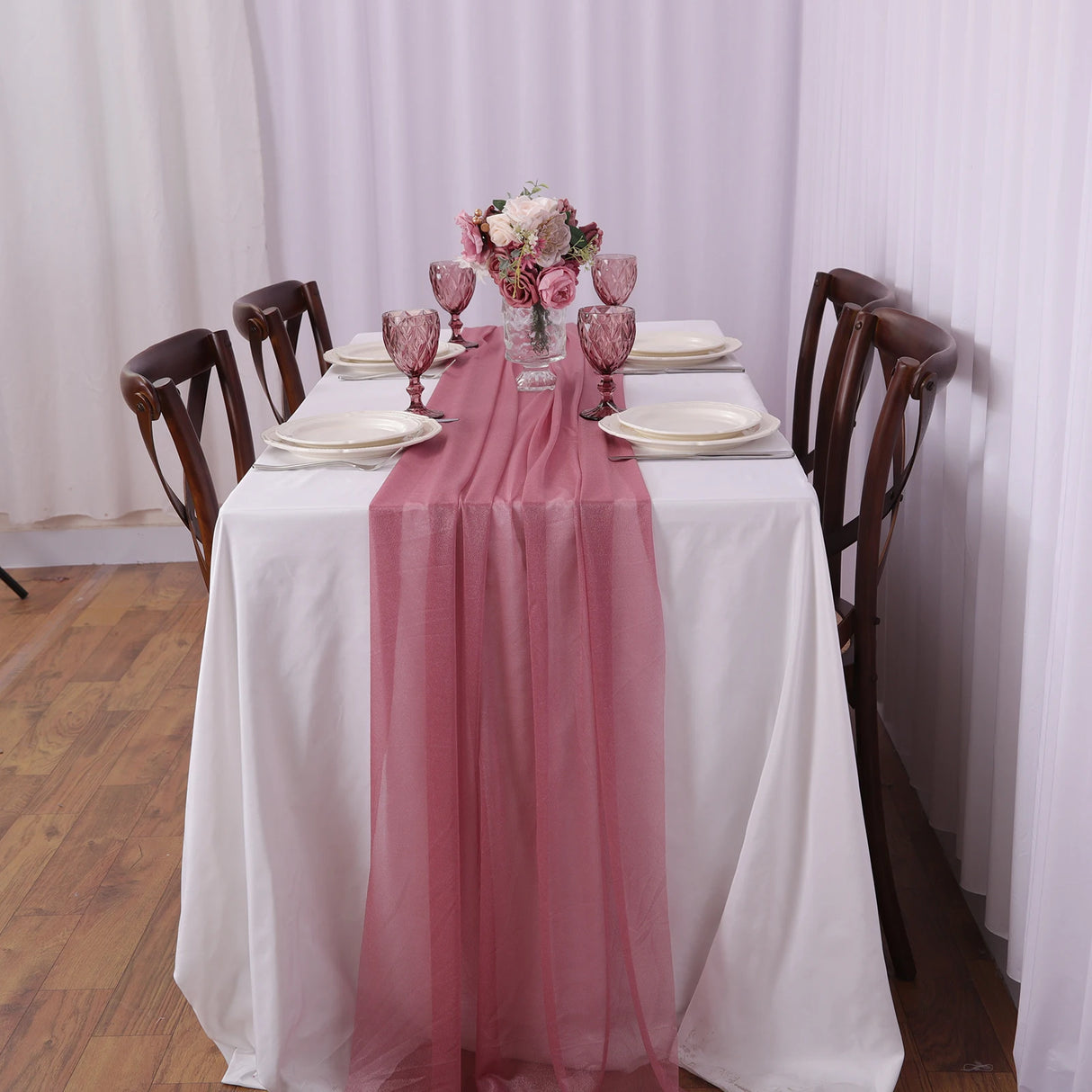 インテリア・パーティ装飾 | シフォンテーブルランナー| 全長1.8m/3m/4m/6m/8m