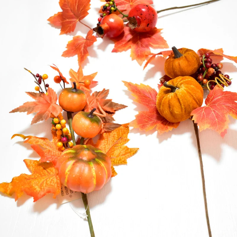 イベント・ハロウィングッズ|秋のフェイクメープルとカボチャ装飾枝