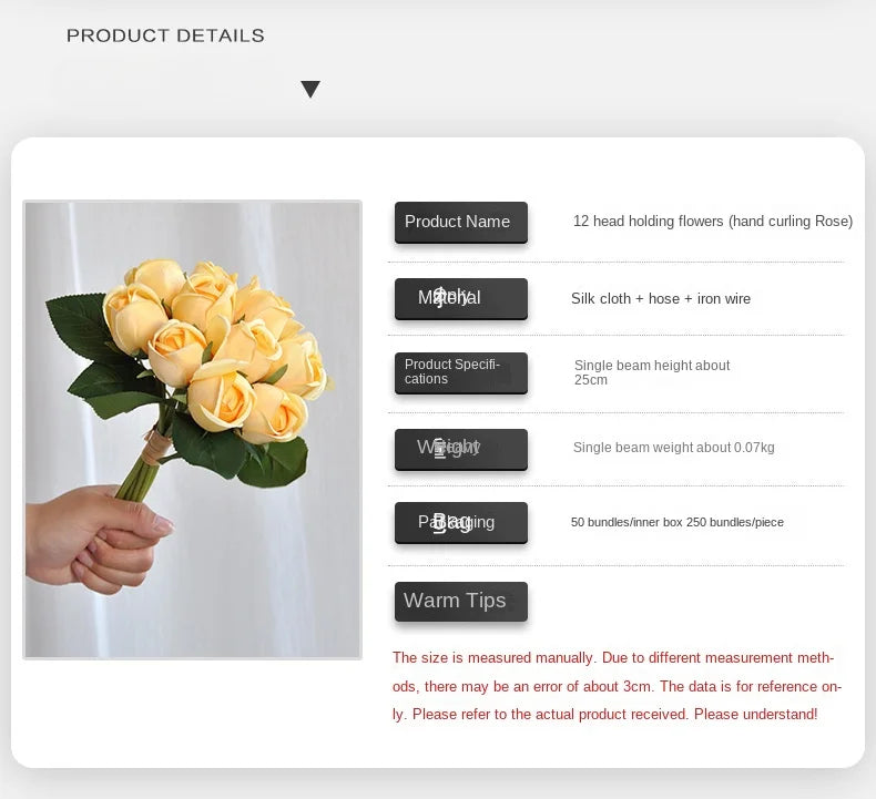 パーティー・インテリア装飾|造花シルクローズブーケ(25cm)