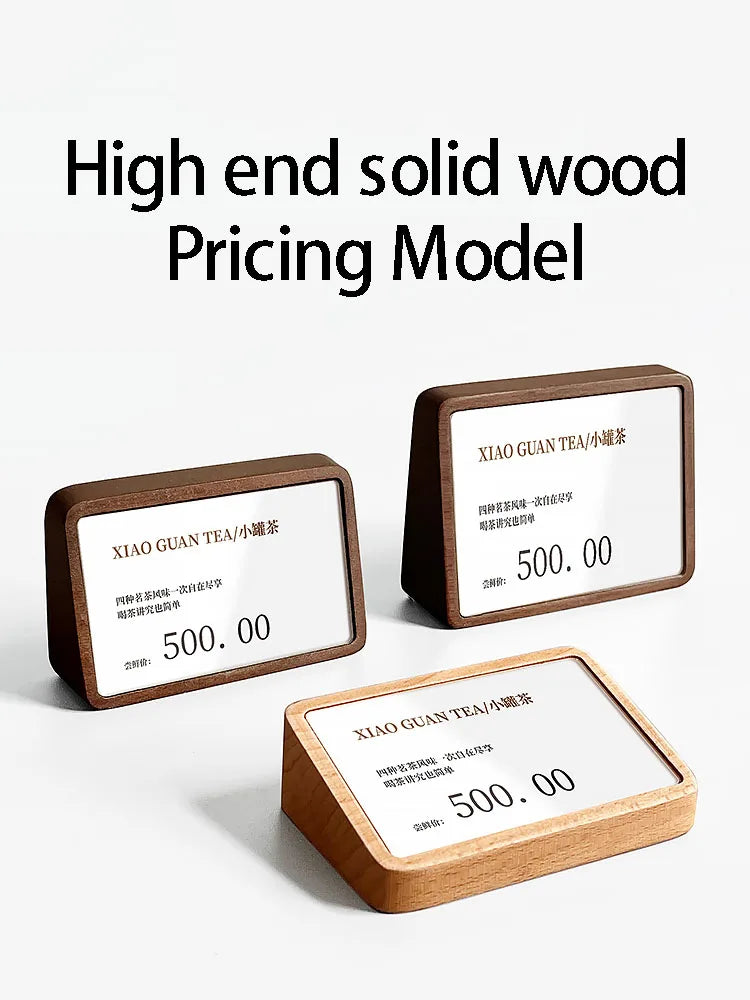 無垢材テーブルカードホルダー・縦型プライスボード