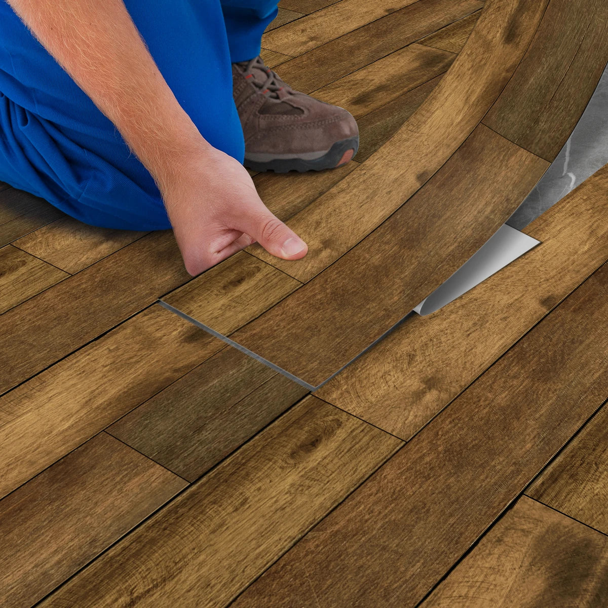 DIY用 ヴィンテージ風木目調 ステッカー 幅15㎝ x 90cm 5枚入