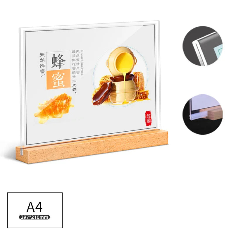 両面クリア卓上アクリルサインホルダー