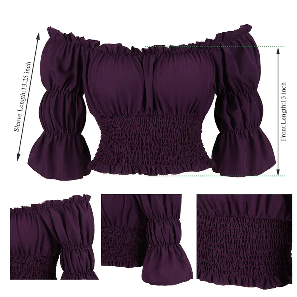 イベント・ハロウィングッズ|シャーリングオフショルダートップス (XS~XXXL)