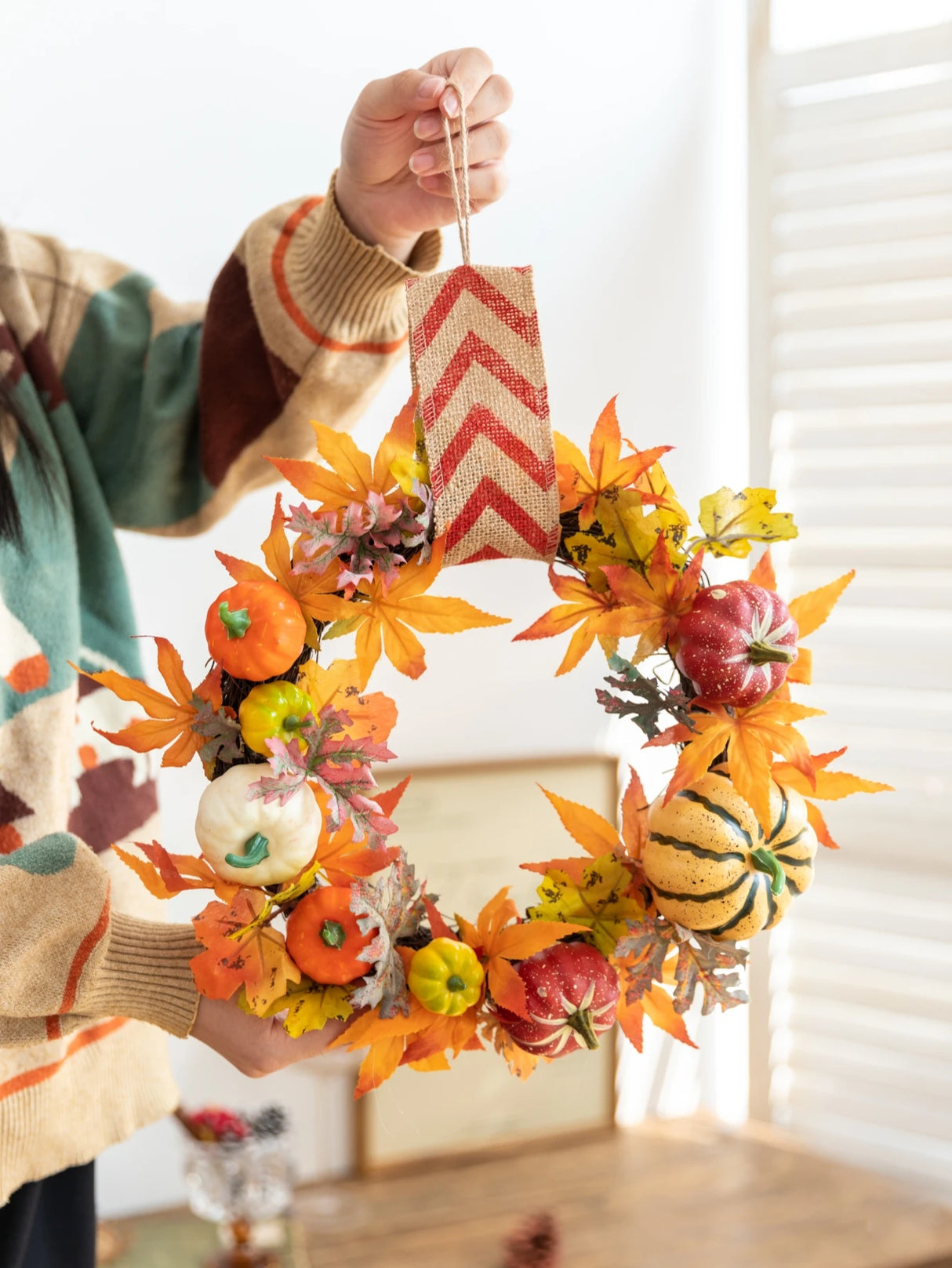 イベント・ハロウィングッズ|秋のカボチャリース - ドア用装飾