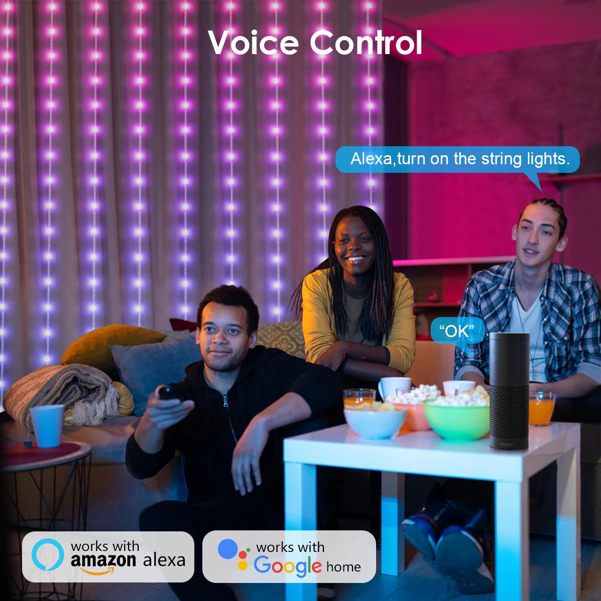 カーテンライト|イベント・クリスマス装飾|LED スマートカーテンライト(幅2M/3M)