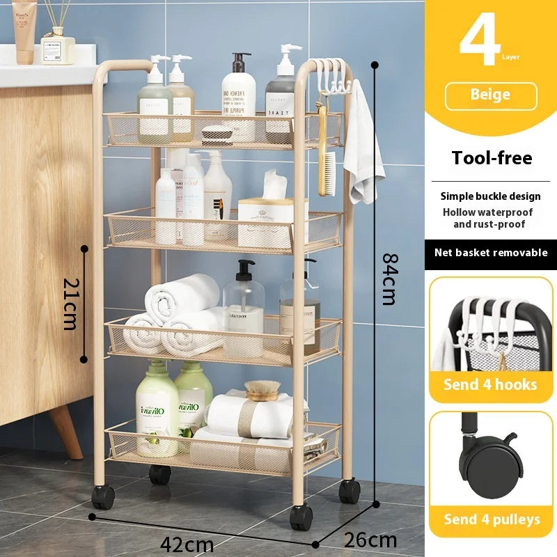 ネット什器多機能キャスター付きトロリーラック