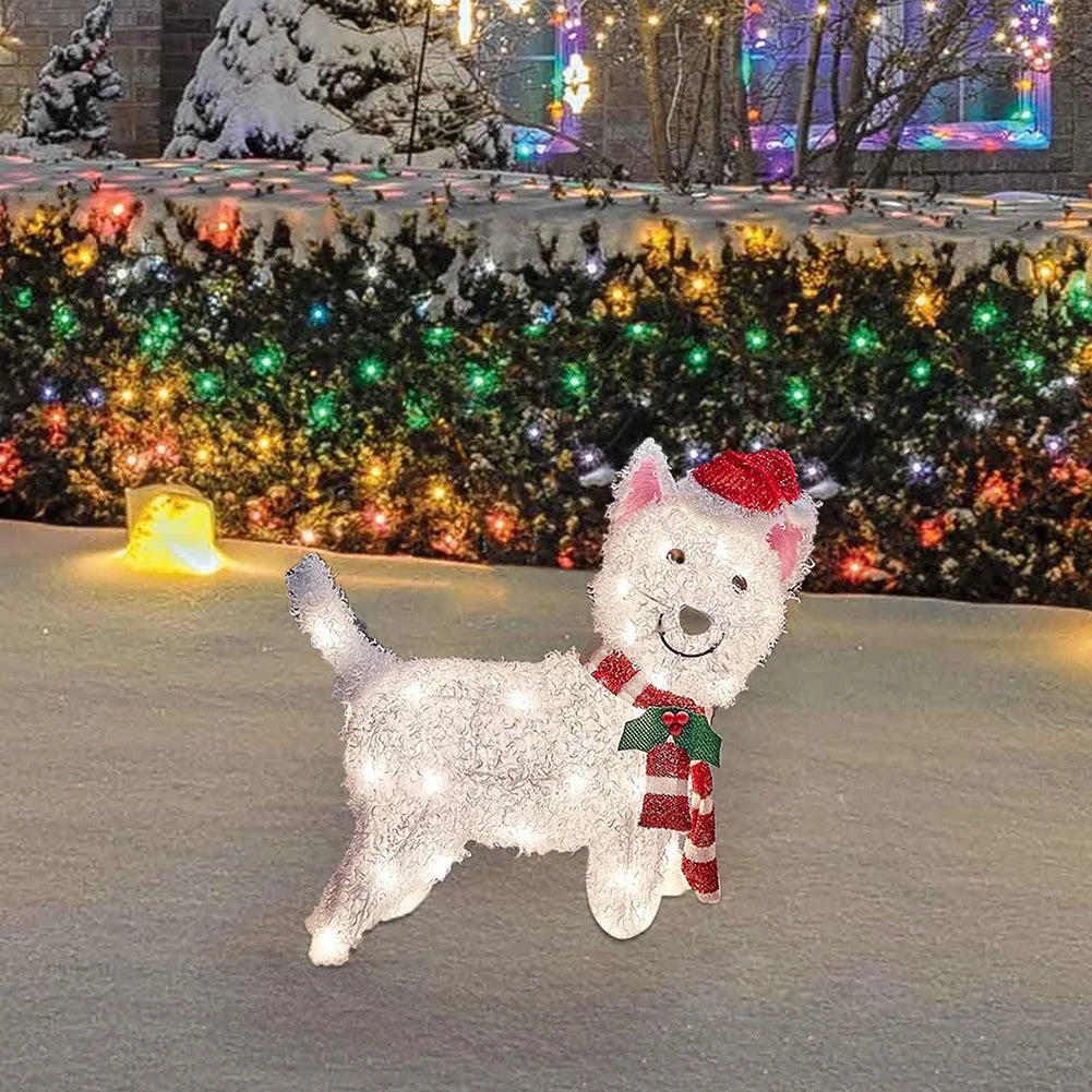 イベント・クリスマス装飾|LEDアクリルプレート型イルミネーション 子犬オーナメント