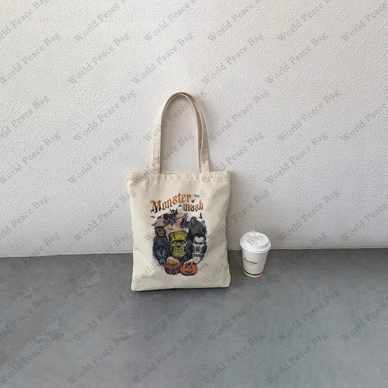 ハロウィングッズ|ハロウィン柄キャンバストートバッグ