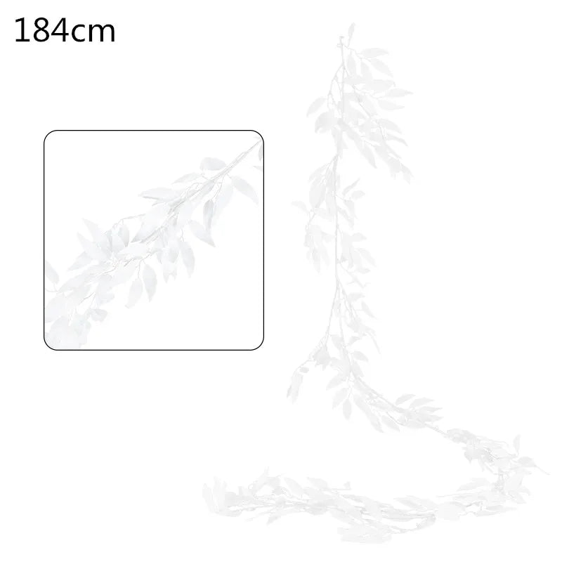 グリーンユーカリの葉ガーランド・藤の造花・ラタンフェイク植物・シルクの葉つる