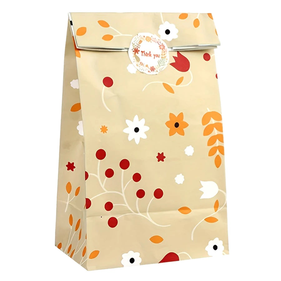 |ノベルティ用品 | シール付 ボタニカル柄紙袋 | 12x22x8c