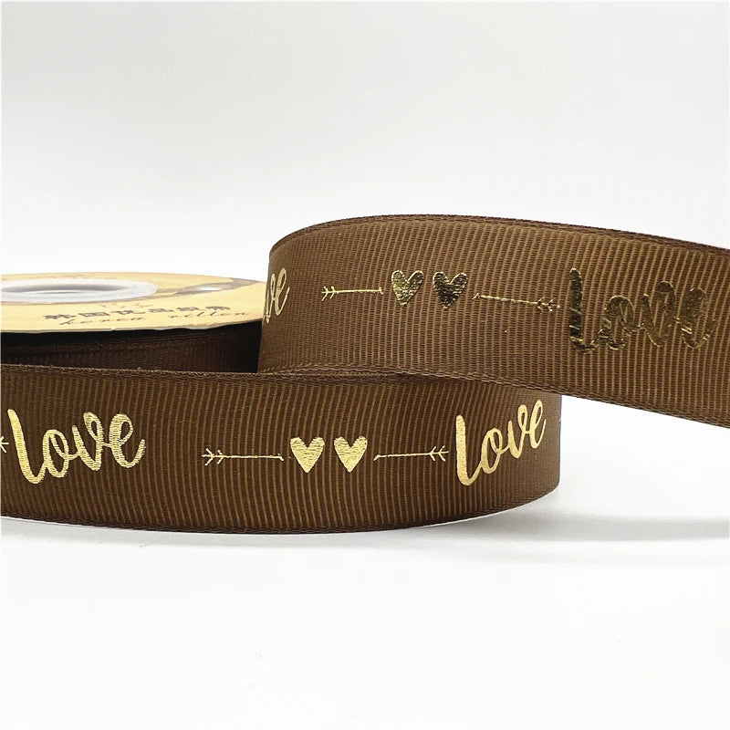 グログラン LOVEリボン 25mm 幅 5ヤード