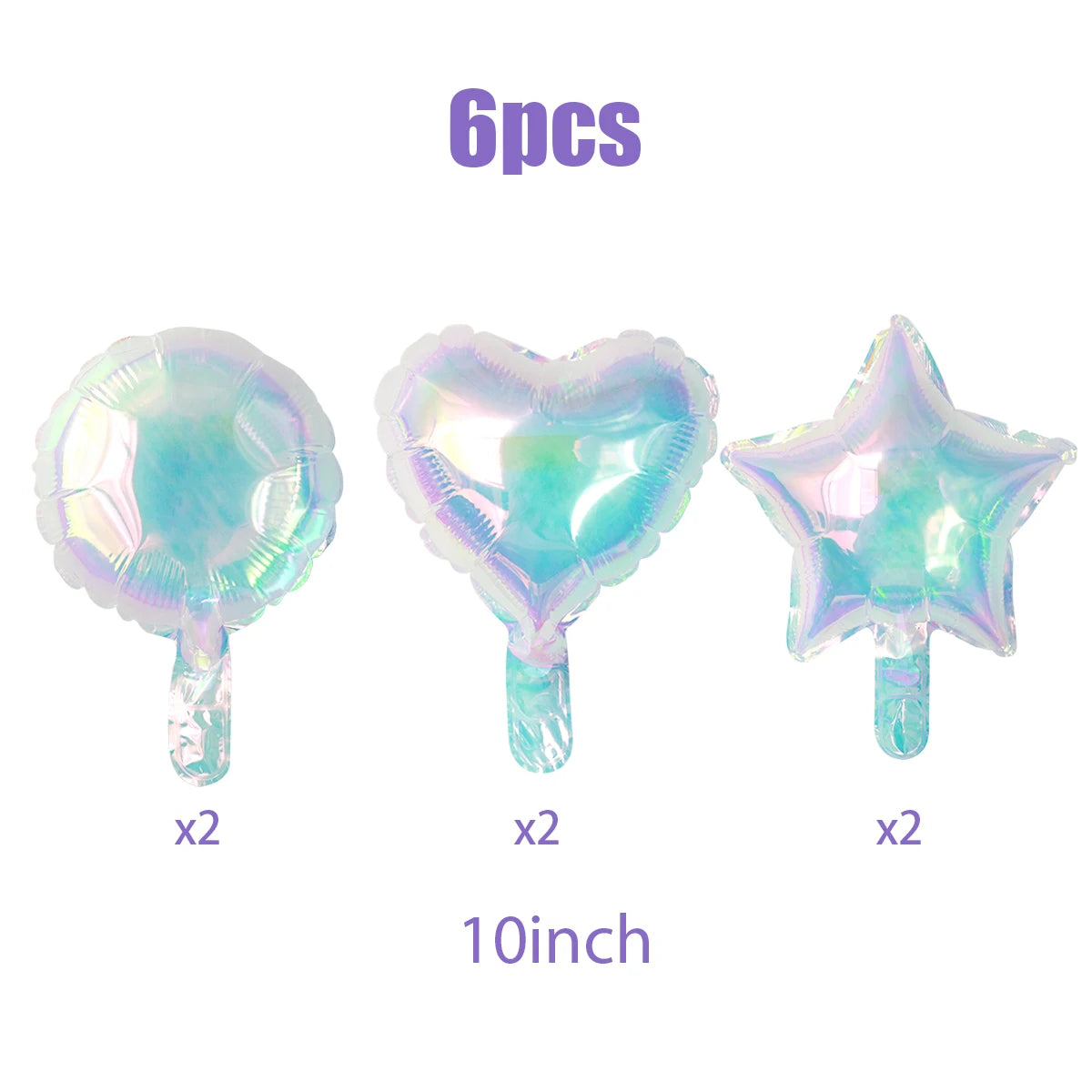 ホログラフィックレインボーバルーン6個セット