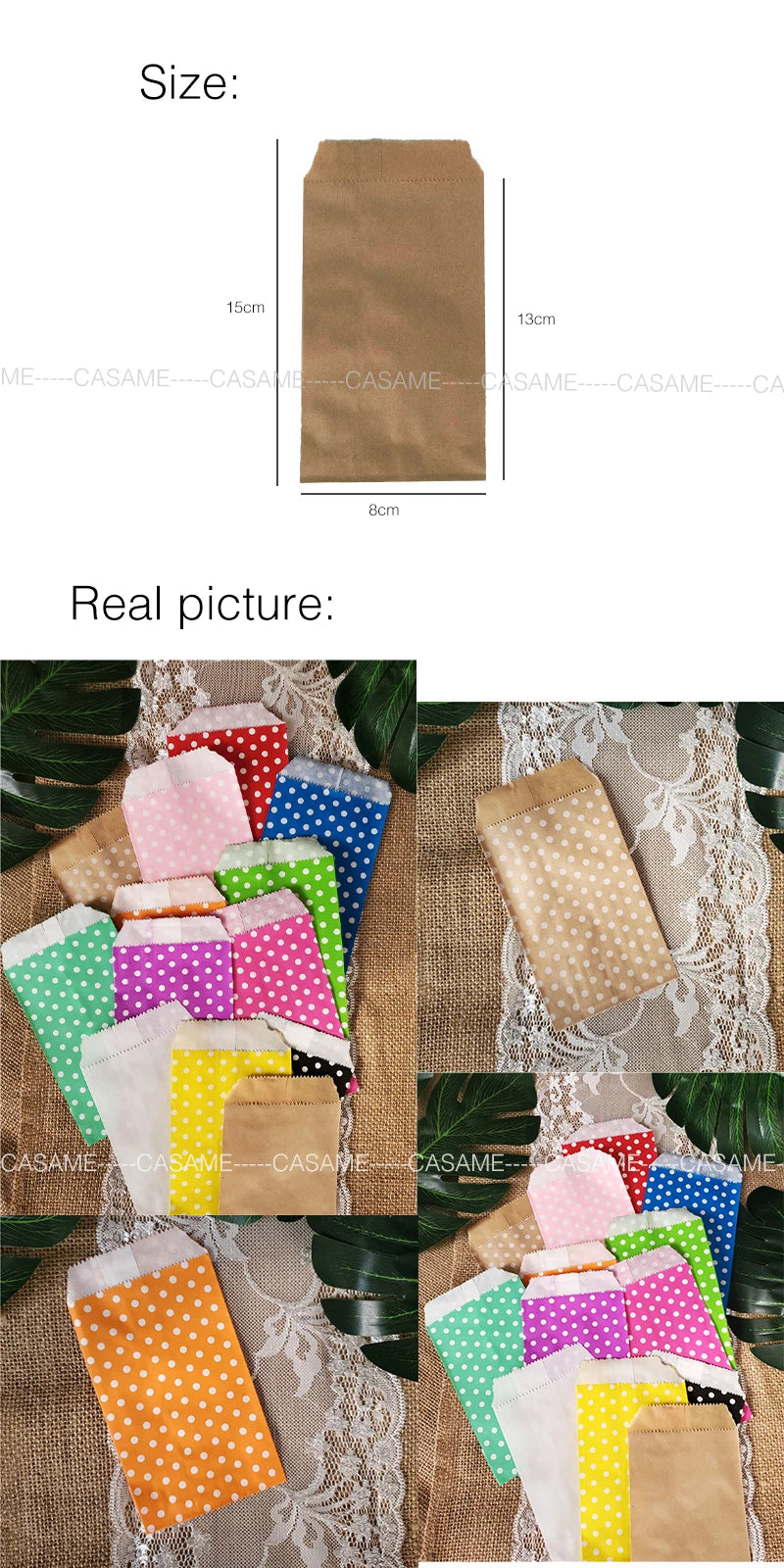 |ノベルティ用品 | ドット柄クラフトミニ紙袋 50枚入り | 8×15c