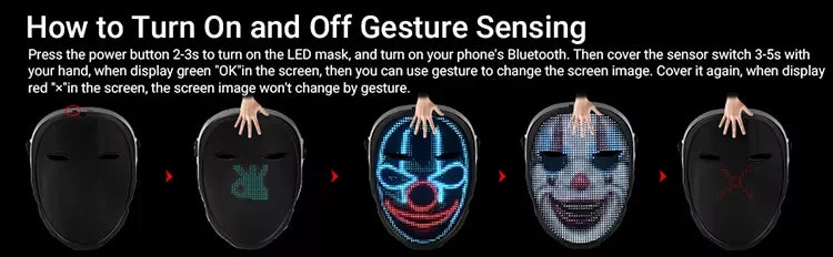 Bluetooth対応LEDプログラム可能マスク