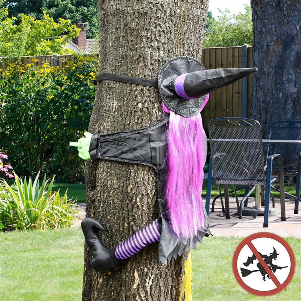 イベント・ハロウィングッズ| 魔女が木にぶつかる屋外装飾