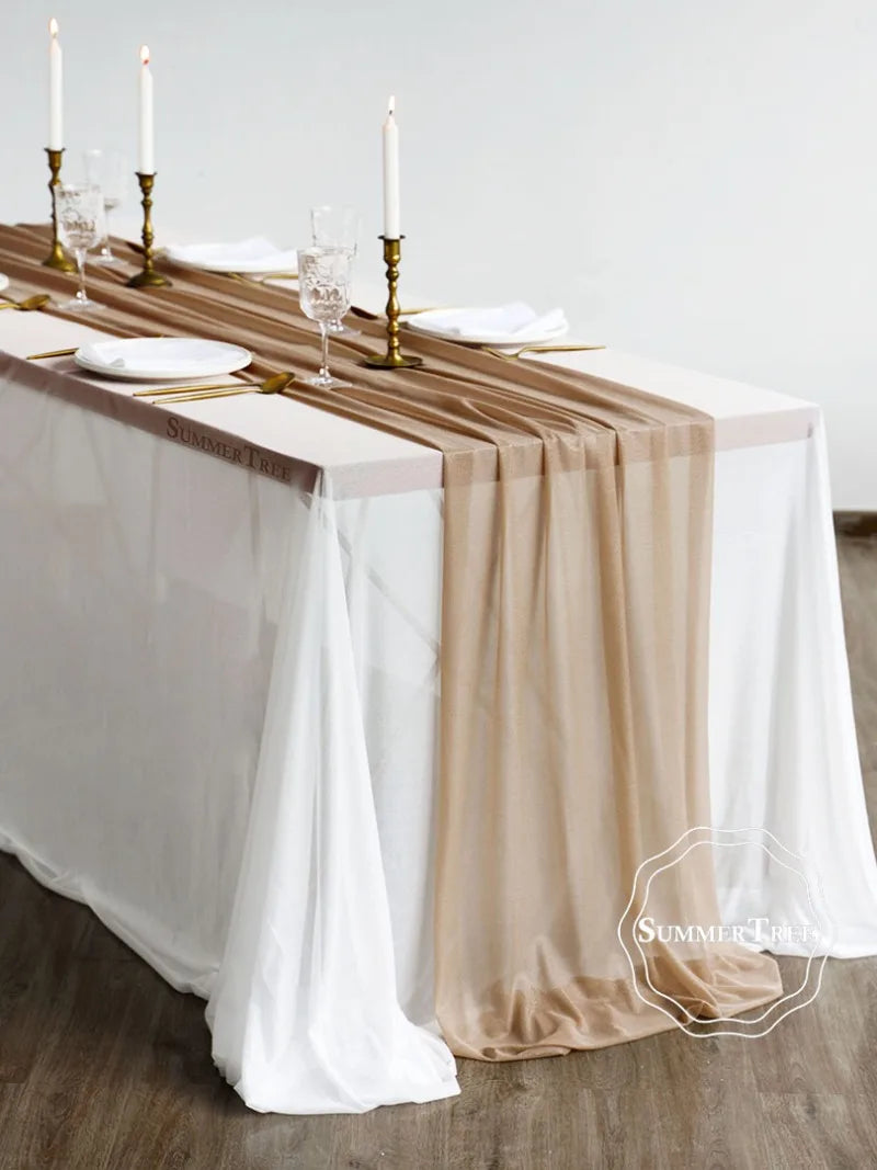 インテリア・パーティ装飾 | シアー生地テーブルランナー| 幅34cm/74cm