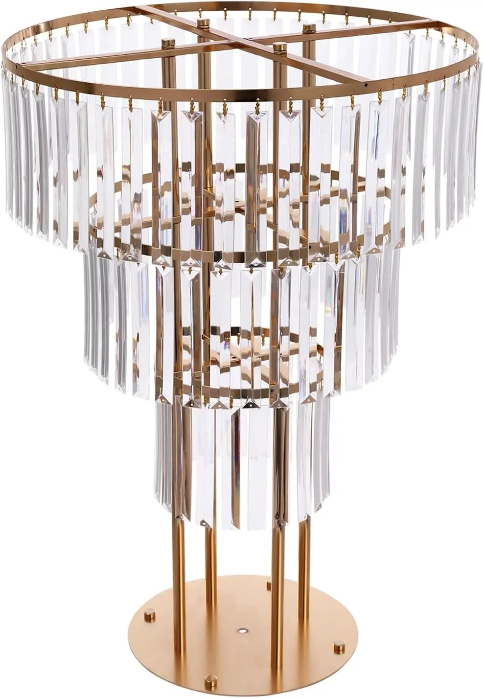 結婚式・インテリア装飾|ゴールドクリスタルフラワースタンド3段