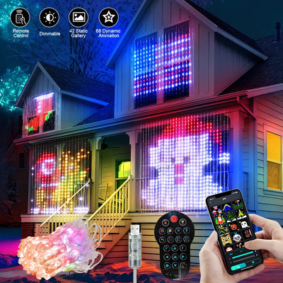 カーテンライト|イベント・クリスマス装飾|1600万色発色!音楽付きLEDカーテンライト(幅1.6M~3M)