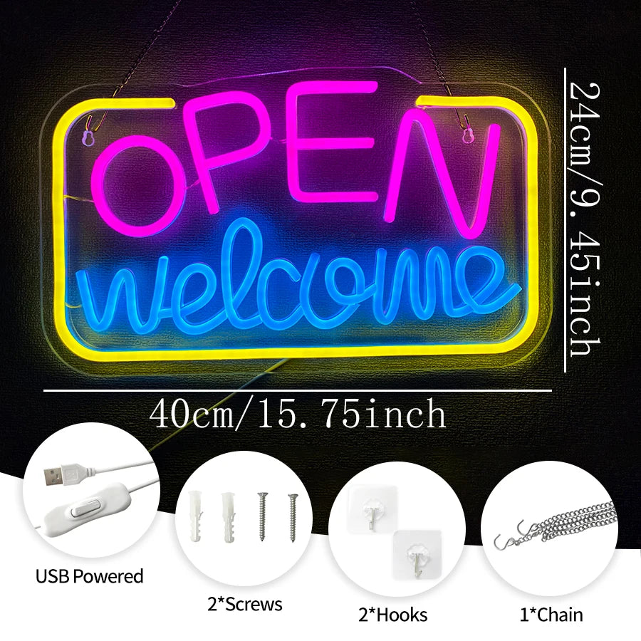 OPEN welcome LEDネオンサイン(ネオン看板)