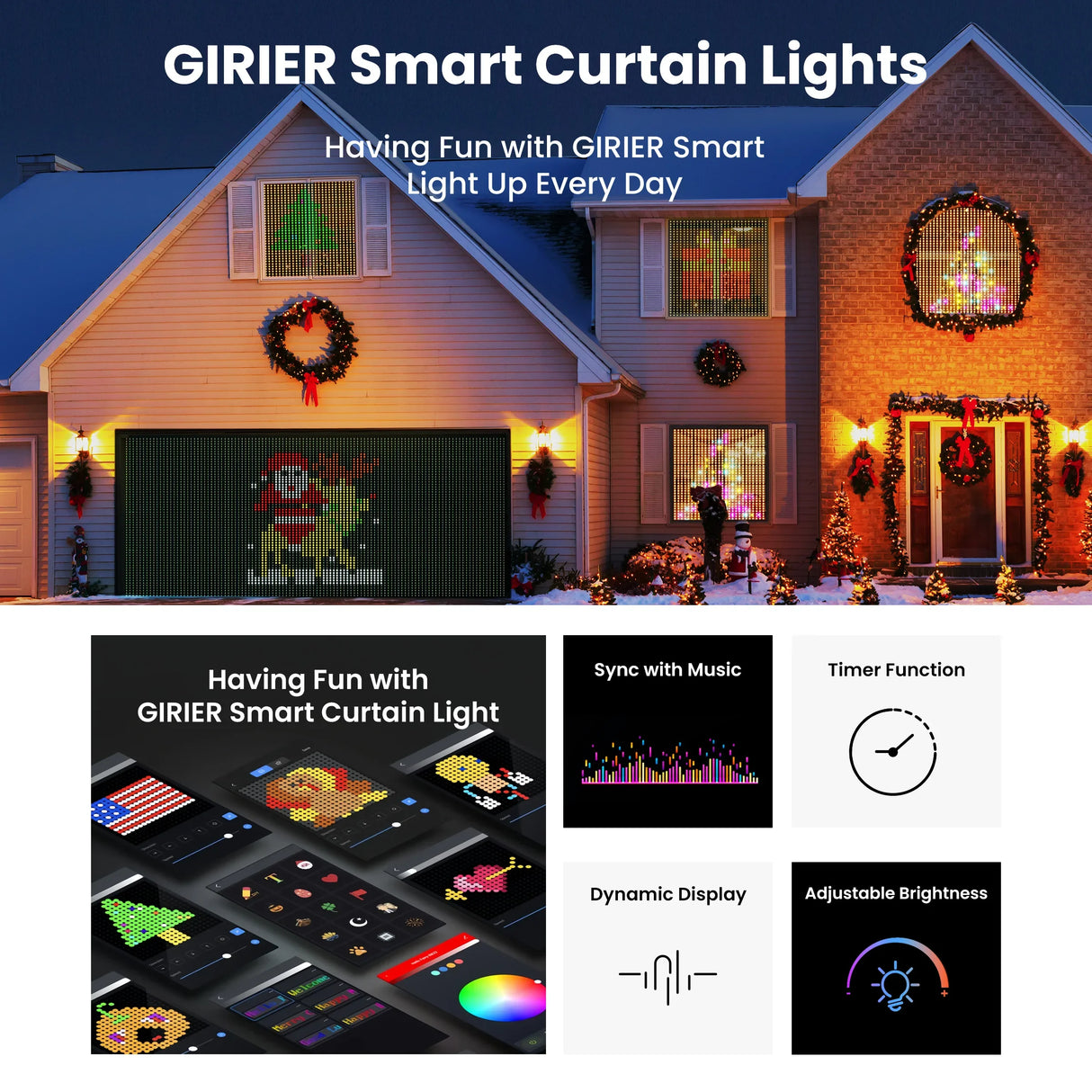 カーテンライト|イベント・クリスマス装飾| Bluetoothスマートカーテンライト(幅2m)