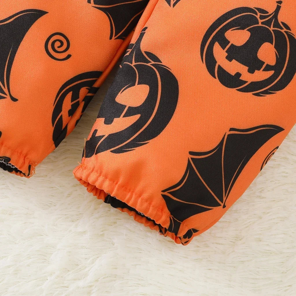 イベント・ハロウィングッズ|ハロウィンパンプキン柄 ベビー服3点セット(3〜6ヶ月)