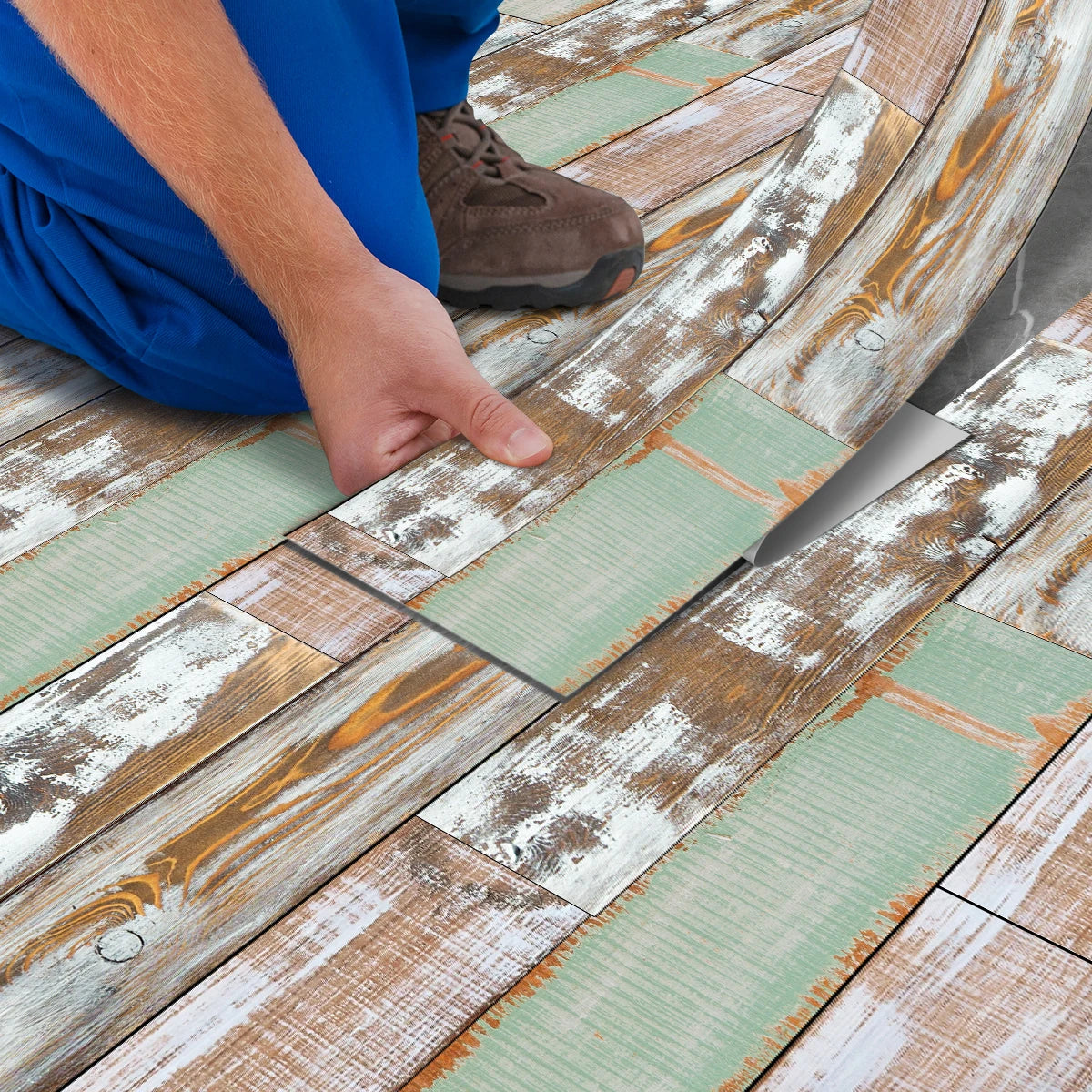 DIY用 ヴィンテージ風木目調 ステッカー 幅15㎝ x 90cm 5枚入