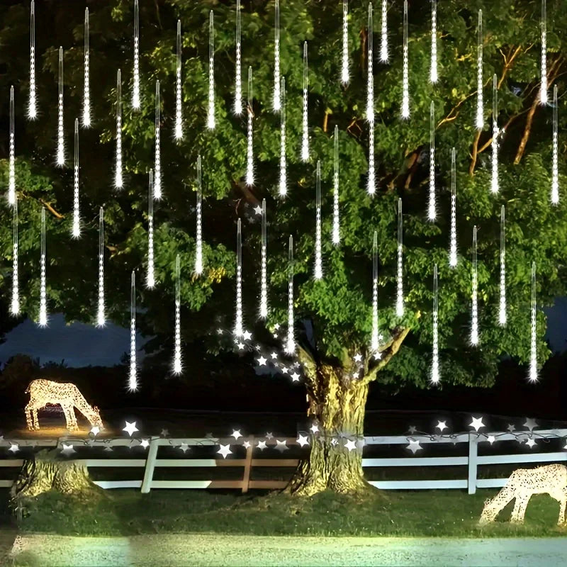 カーテンライト|イベント・クリスマス装飾|LED流星雨8連ライトUSB接続(幅2.8M)