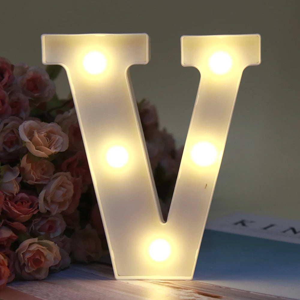 【LED装飾】LEDライト・デコレーションライト(ハート/数字/アルファベット)ホワイト 16cm