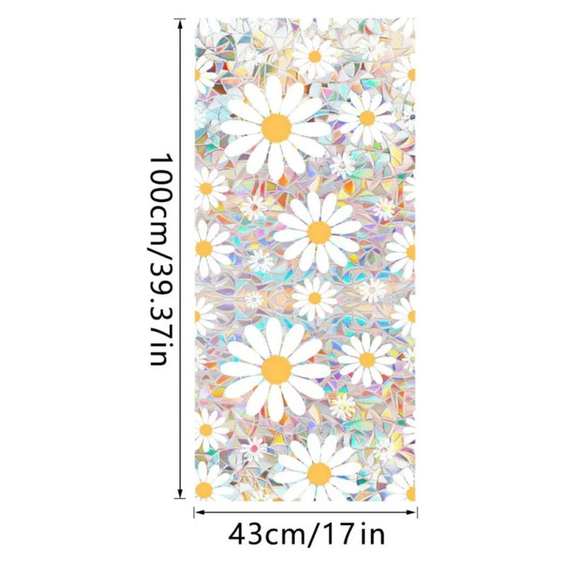 フラワー柄ステンドグラス風 ウィンドウフィルム(UVカット・静電気吸着タイプ)