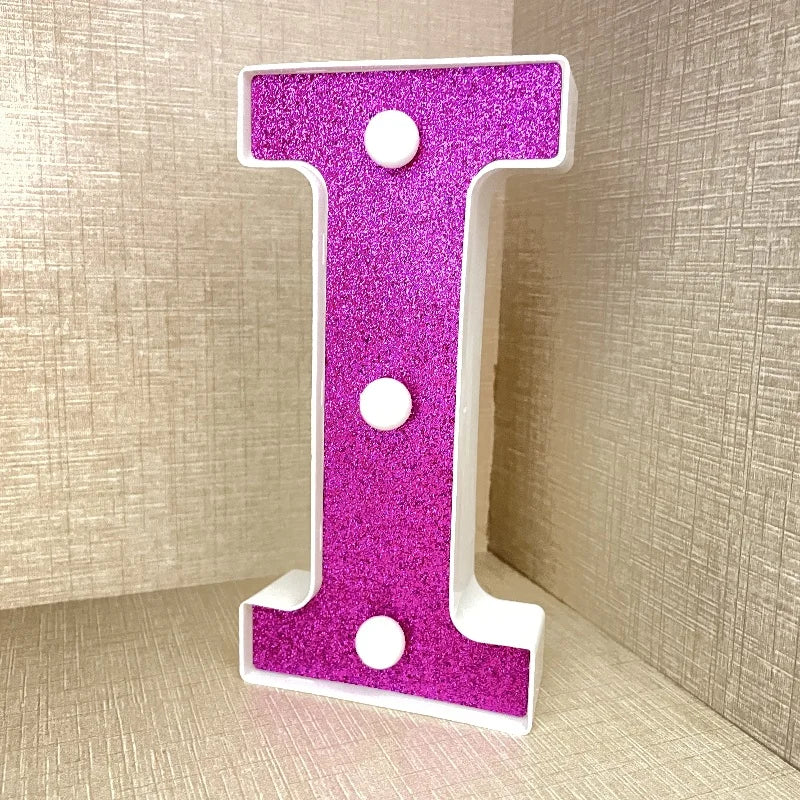 【LED装飾】LEDライト・デコレーションライト(ハート/アルファベット/数字)ピンク パープル 16cm PVC