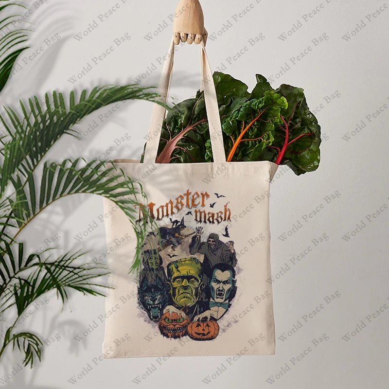 ハロウィングッズ|ハロウィン柄キャンバストートバッグ
