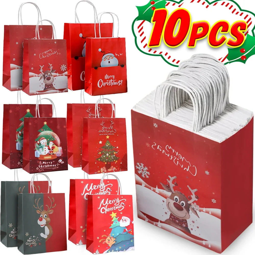 イベント・クリスマス装飾|クリスマス柄クラフト紙バッグセット(S/M)