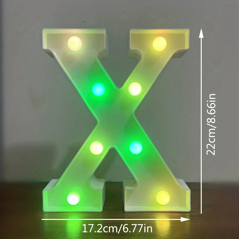 【LED装飾】LEDライト・デコレーションライト(アルファベット/数字)マルチカラー 22cm