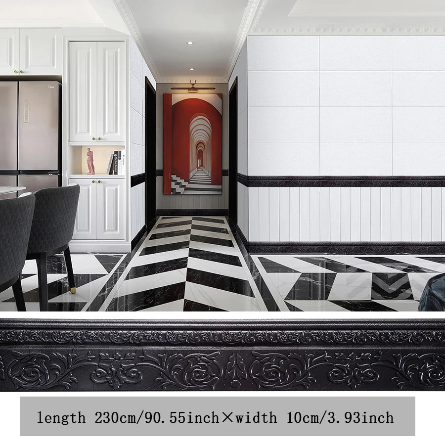 壁面装飾 幅木風粘着ボーダーシート 幅10㎝x230㎝ 衝撃吸収 XPEフォーム