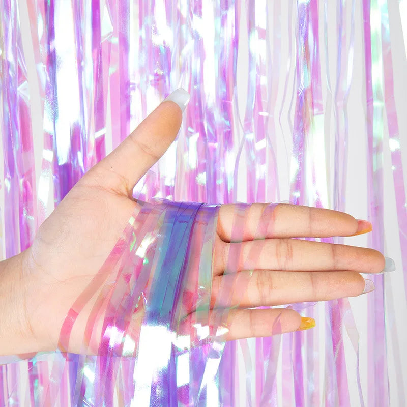 パーティー・インテリア用装飾 キラキラ!オーロラカラーカーテン 光反射