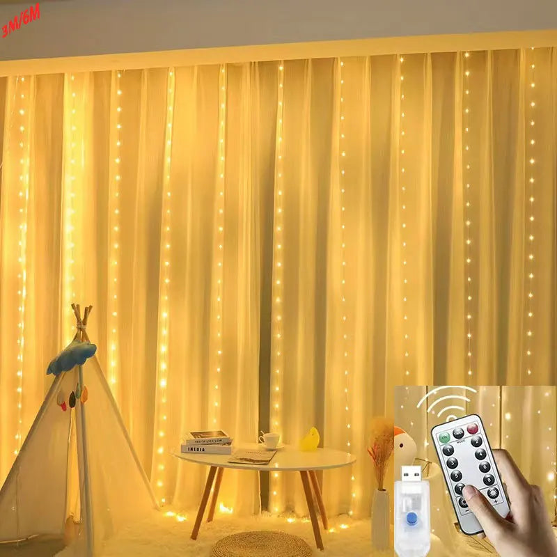 カーテンライト|イベント・クリスマス装飾|LED USB接続カーテンライト リモコン付(3M)