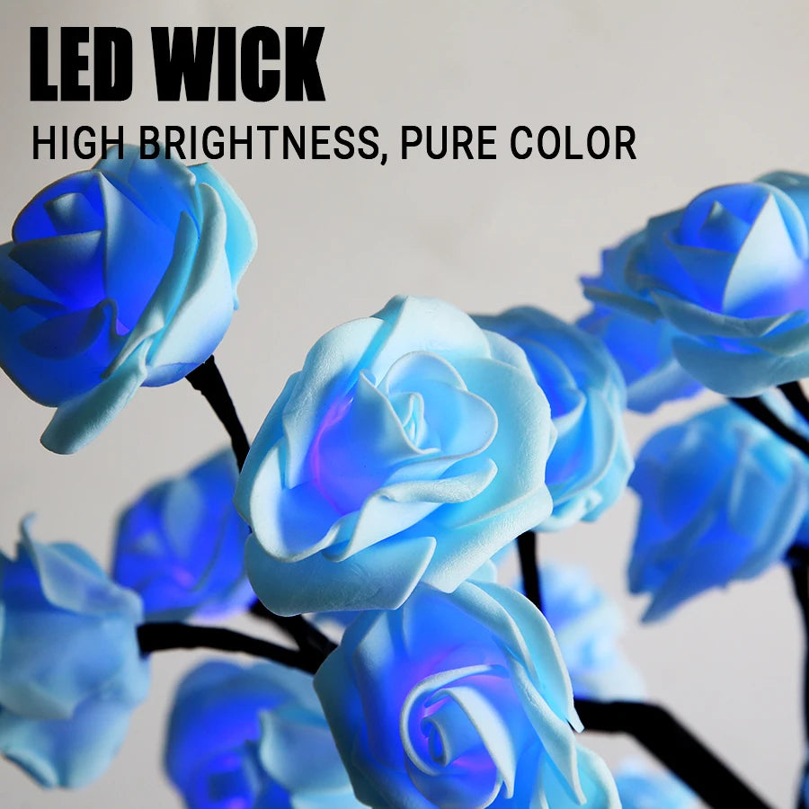 イベント・パーティー装飾|LEDローズフラワーテーブルラン(高さ33cm)