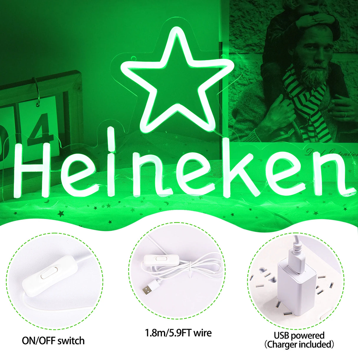 Heineken ビールLEDネオンサイン(ネオン看板)