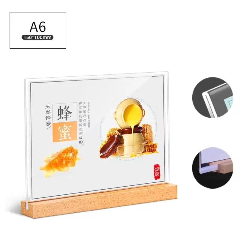 両面クリア卓上アクリルサインホルダー