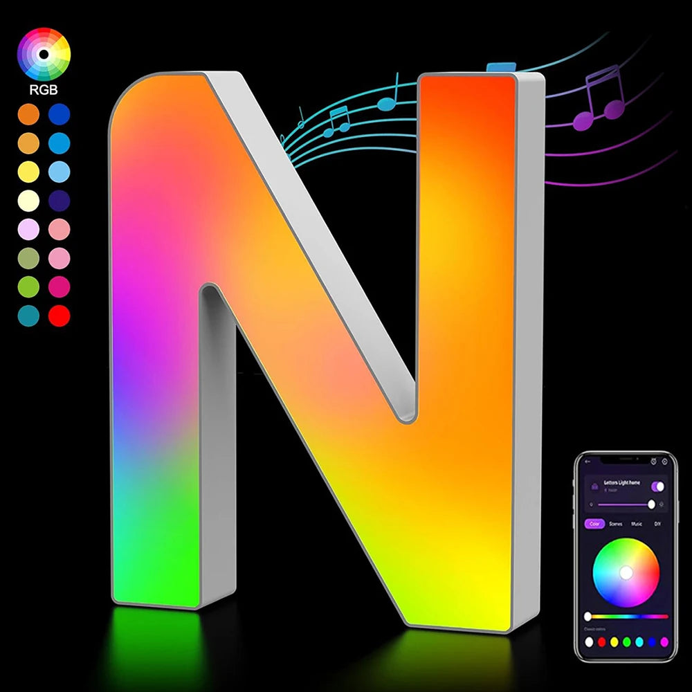 【LED装飾】LEDライト・デコレーションライト(数字/アルファベット)調光可能 レインボーカラー