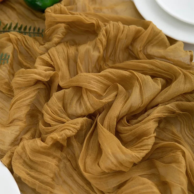 インテリア・パーティ装飾 | ワッシャー加工素材テーブルランナー | 全長0.5m/1.8m/3.4m/4m ポリエステル100%