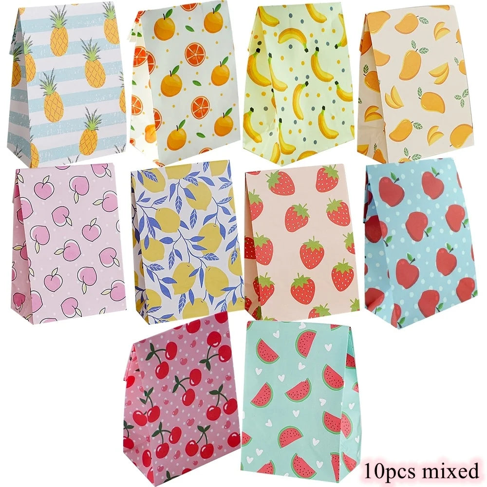 |ノベルティ用品 | フルーツ柄ギフトバッグ10個セット | W12×H23×D7.5c