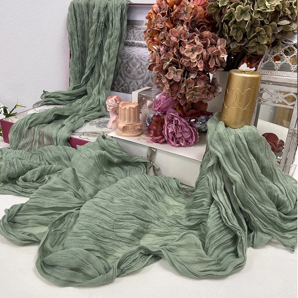 インテリア・パーティ装飾 | ワッシャー加工素材テーブルランナー | 全長0.5m/1.8m/3.4m/4m ポリエステル100%