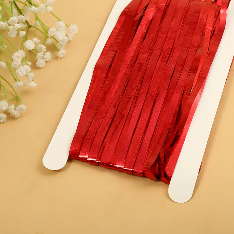 パーティー・インテリア装飾 メタリックカラーカーテン 幅1M 長さ1M/2M/3M フリンジタイプ