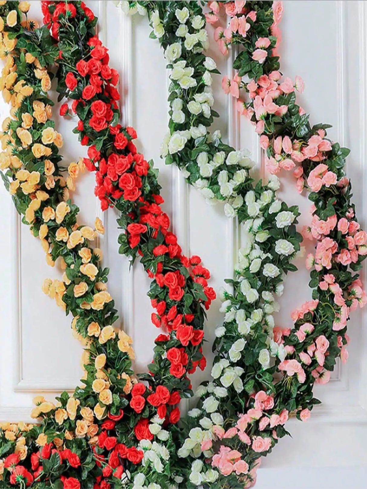 パーティー・インテリア装飾|造花ローズガーランド2個セット(1.8M)