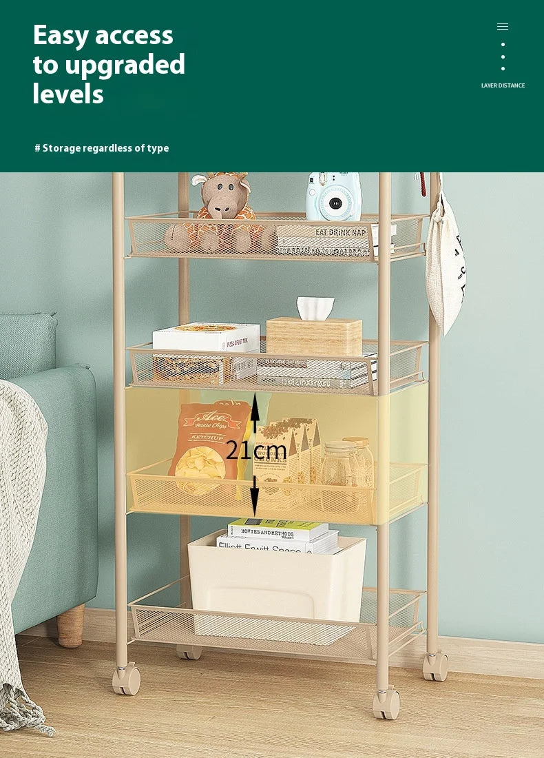 ネット什器多機能キャスター付きトロリーラック