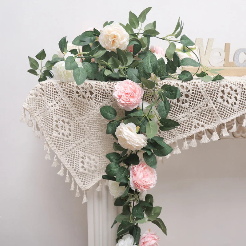 パーティー・インテリア装飾|シルク造花ローズガーランド(1.8M)